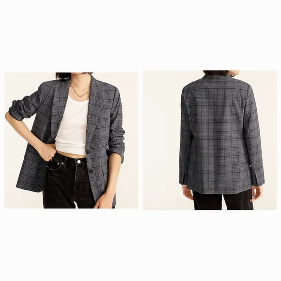 J. Crew Gray Plaid Sommerset Italian Wool Single Breasted Preppy Blazer Sz 6 - Picture 2 of 16